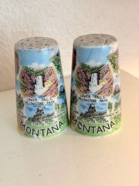 Vintage ANCO Japan Montana Yellowstone Salt Pepper Shakers Souvenir Set